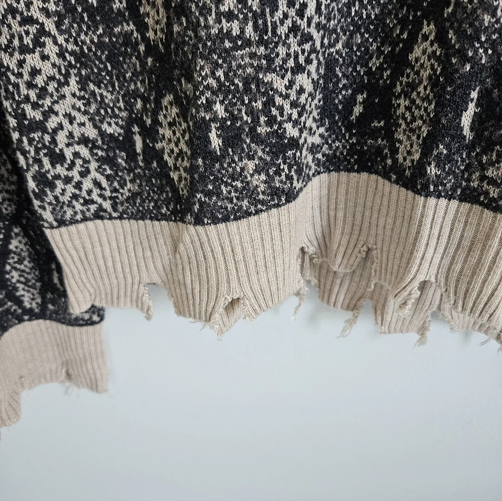Fate Snakeskin Print Distressed Sweater